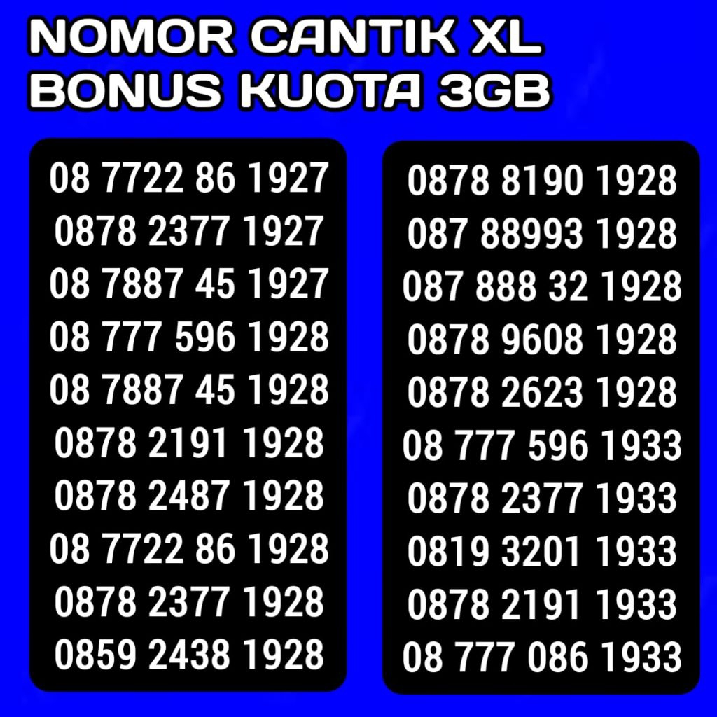 NOMOR CANTIK XL 1927 , 1922 , 1933
