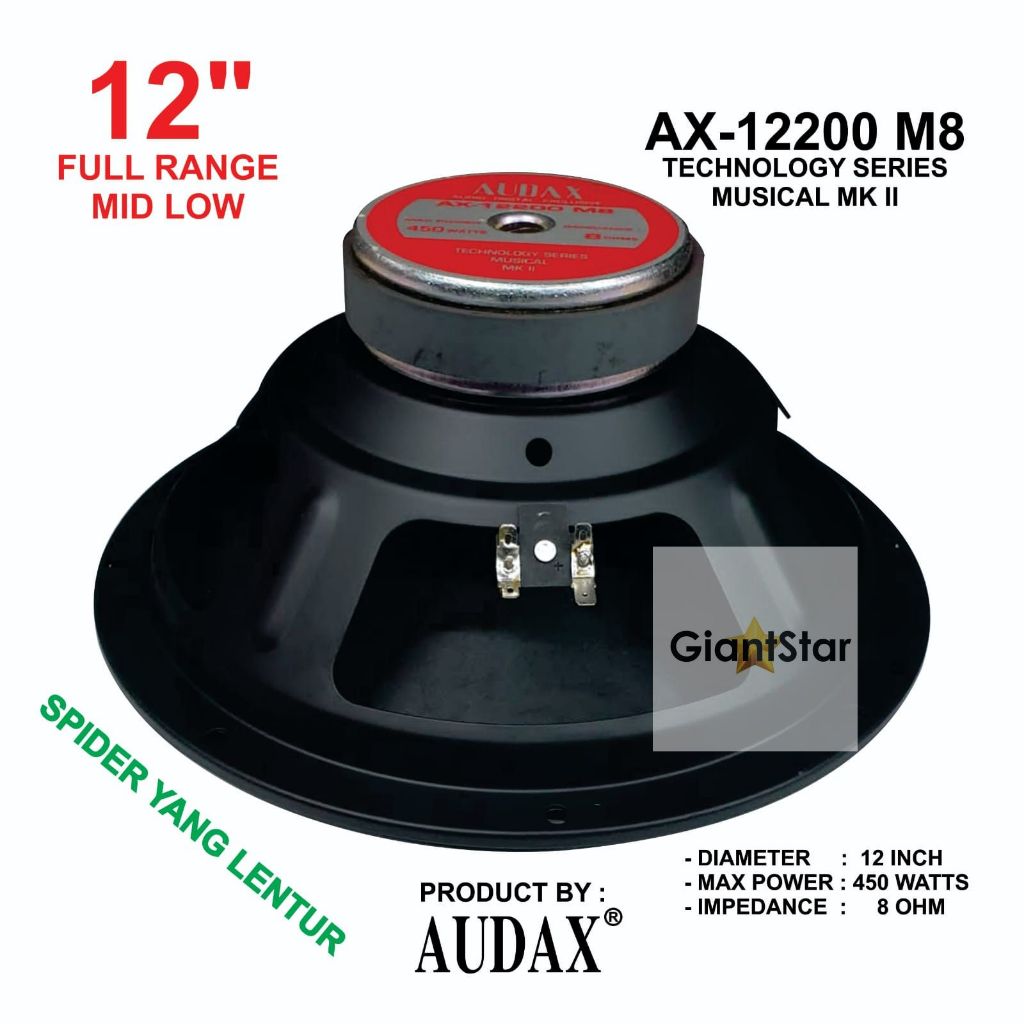 SPEAKER AUDAX AX 12200 M8 FULL RANGE 12in 12 inch 450 WATT 12200 ORIGINAL AUDAX INDONESIA