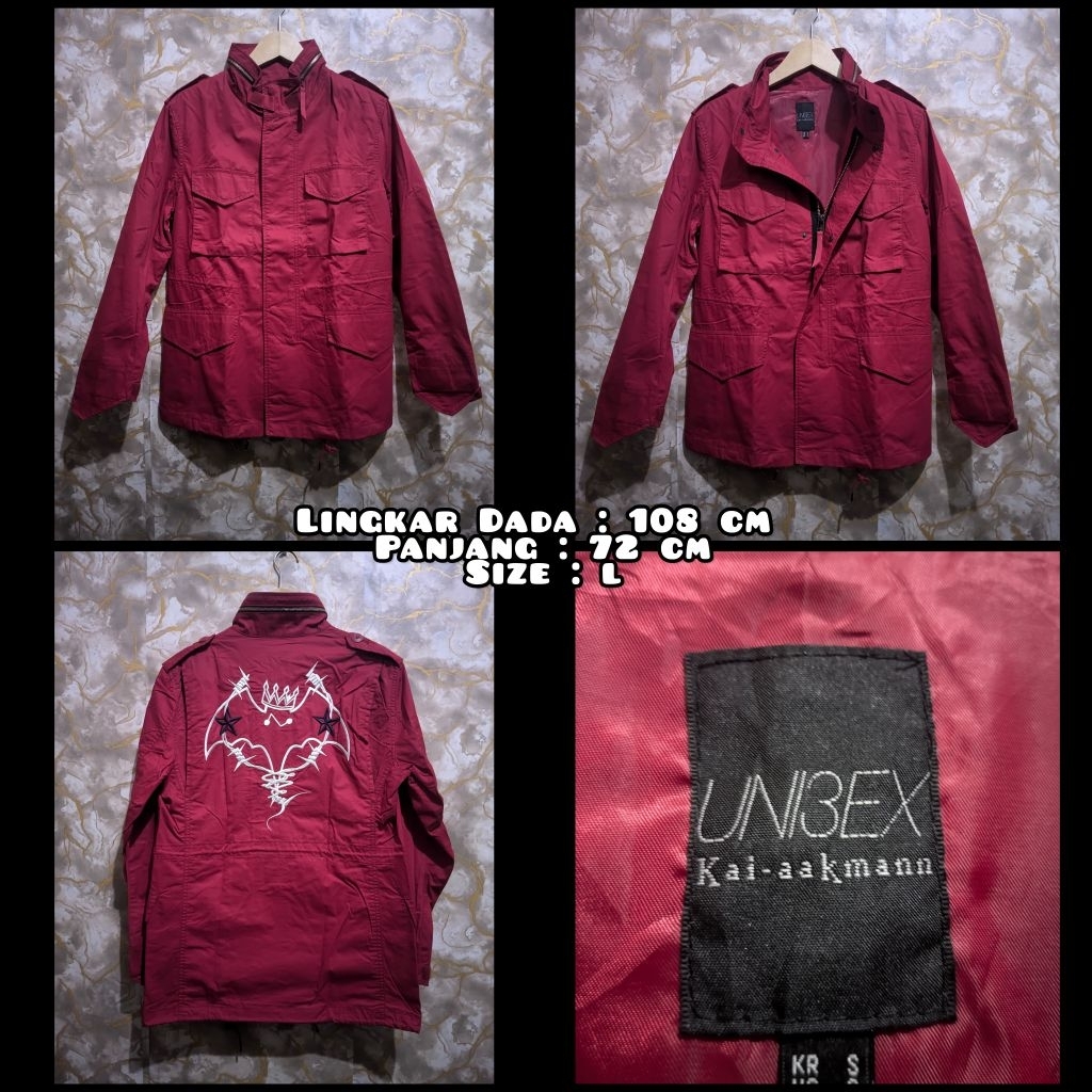 Jaket Parka Warna Merah Maroon Merk Kai Aakmann Second Original.