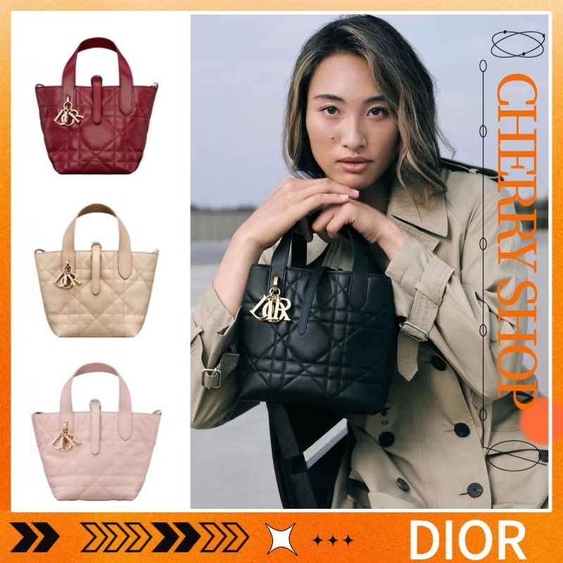 Tas Tangan Mini Nano CD Lock Dior Toujours untuk Wanita (Tas Selempang)
