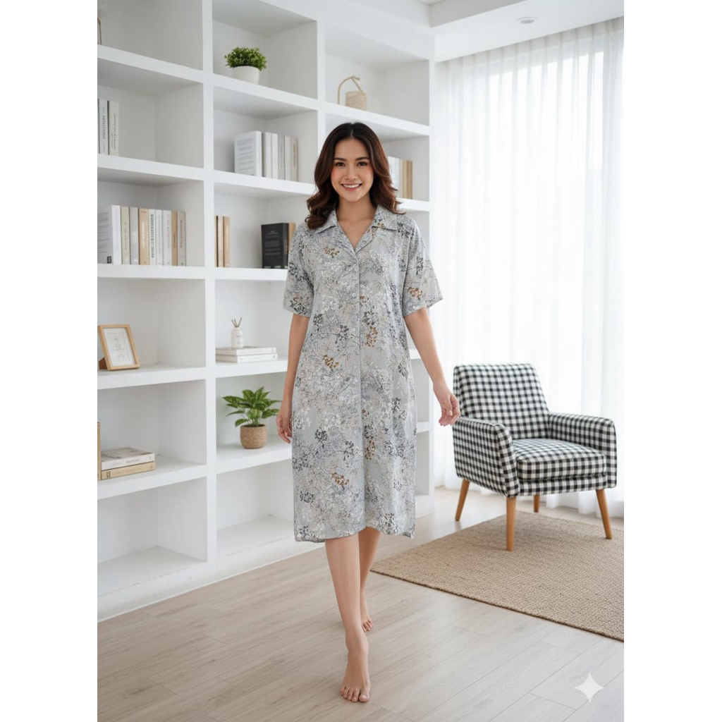 PIYAMA WANITA PREMIUM DRESS KERAH V