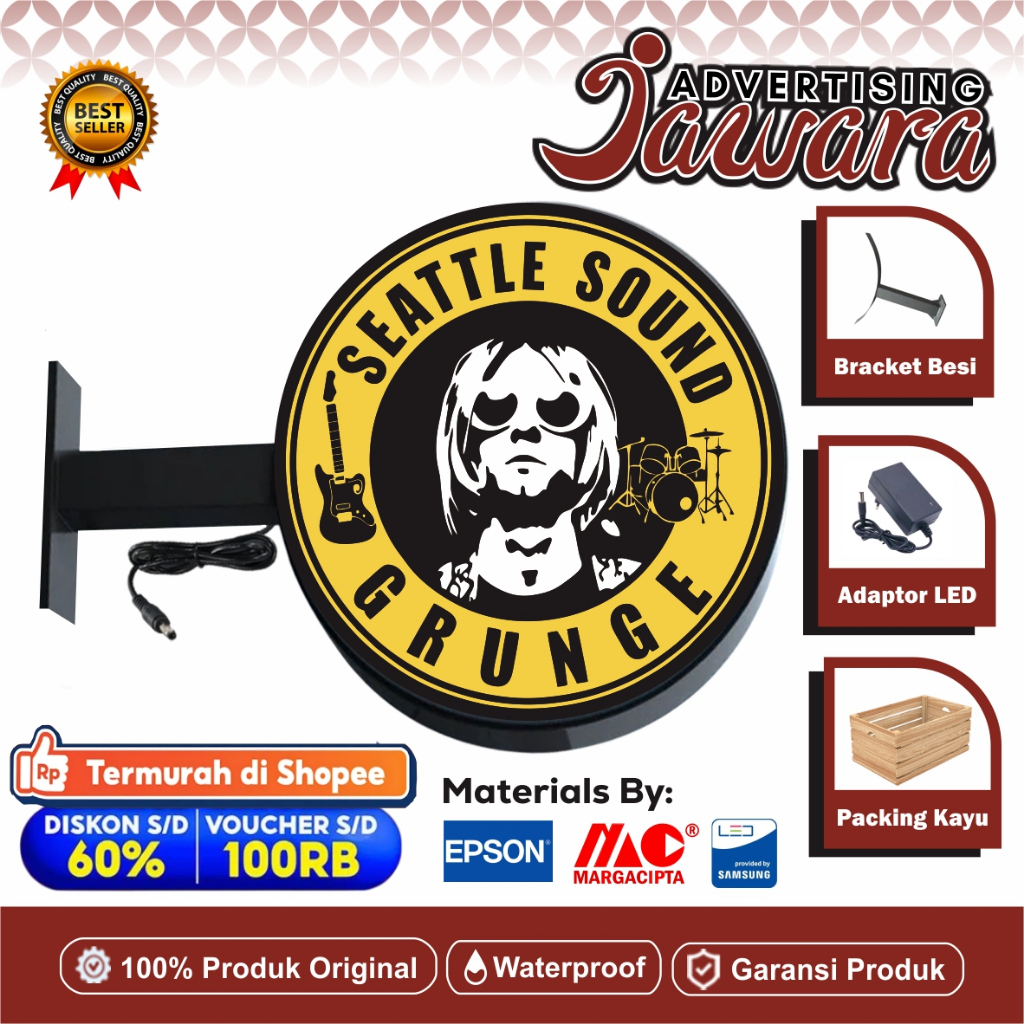 Neon Box Bulat 2 sisi | Neon Box Outdoor Siap Pasang