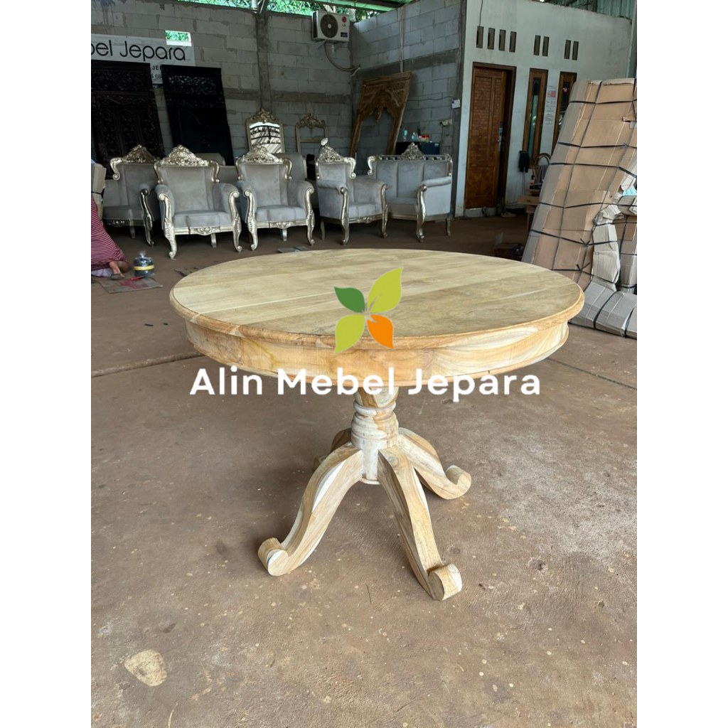 Meja Bulat, Meja Makan Kayu Jati, Meja Makan Bulat