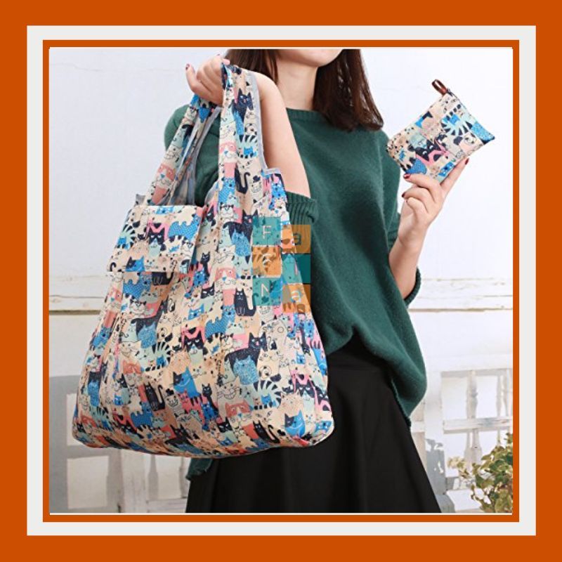 TAS LIPAT ECO BAG / TAS BELANJA LIPAT / SHOPPING BAG / ECO BAG MOTIF ANTI AIR UKURAN BESAR