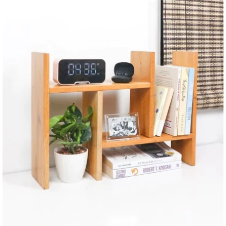 Rak Buku Organizer Meja Rak Tempat Alat Tulis Dekorasi Wooden Shelf Rak Kayu Aesthetic
