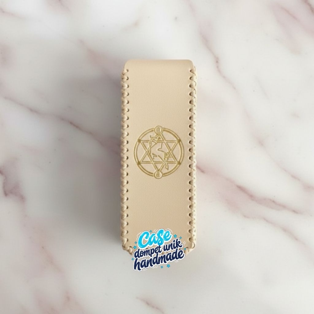 CDUH Dompet PU Leather M 100 Sleeve Case Polos Logo Cream Dompet / Wadah Kunci Koin Dompet Unik Hand