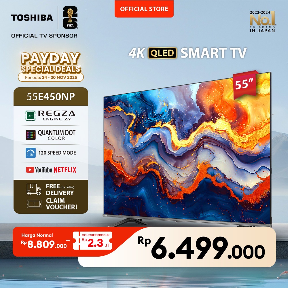[KHUSUS ONLINE] Toshiba TV 55" 4K UHD Smart TV - Regza ZR Quantum Dot QLED Dolby Vision Atmos HDR10+