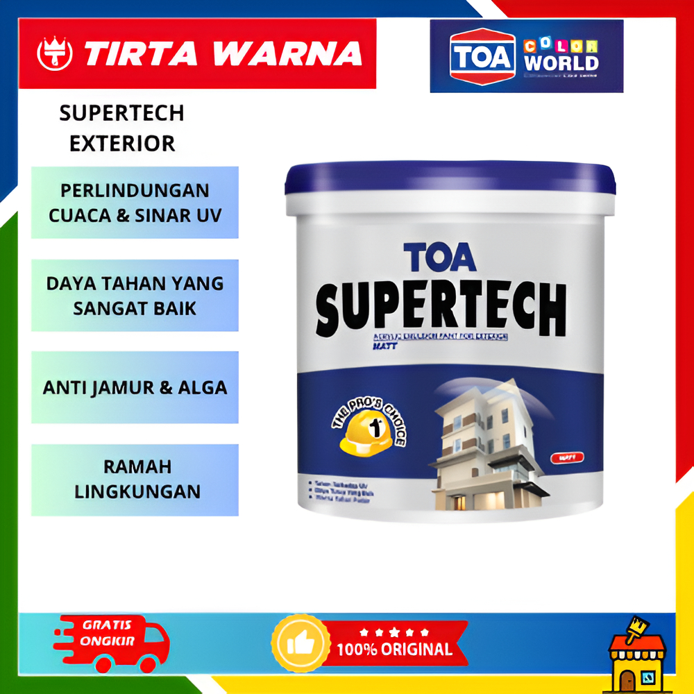 Toa Supertech Cat Tembok Exterior Anti Jamur Rendah Voc 5 Kg