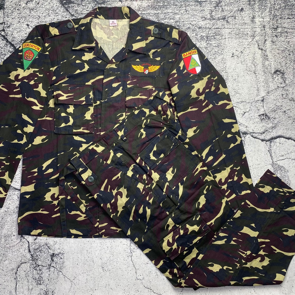 Seragam PDL BANSER Loreng Nasional Set Bet STELAN PDL LORENG NASIONAL Drill Halus