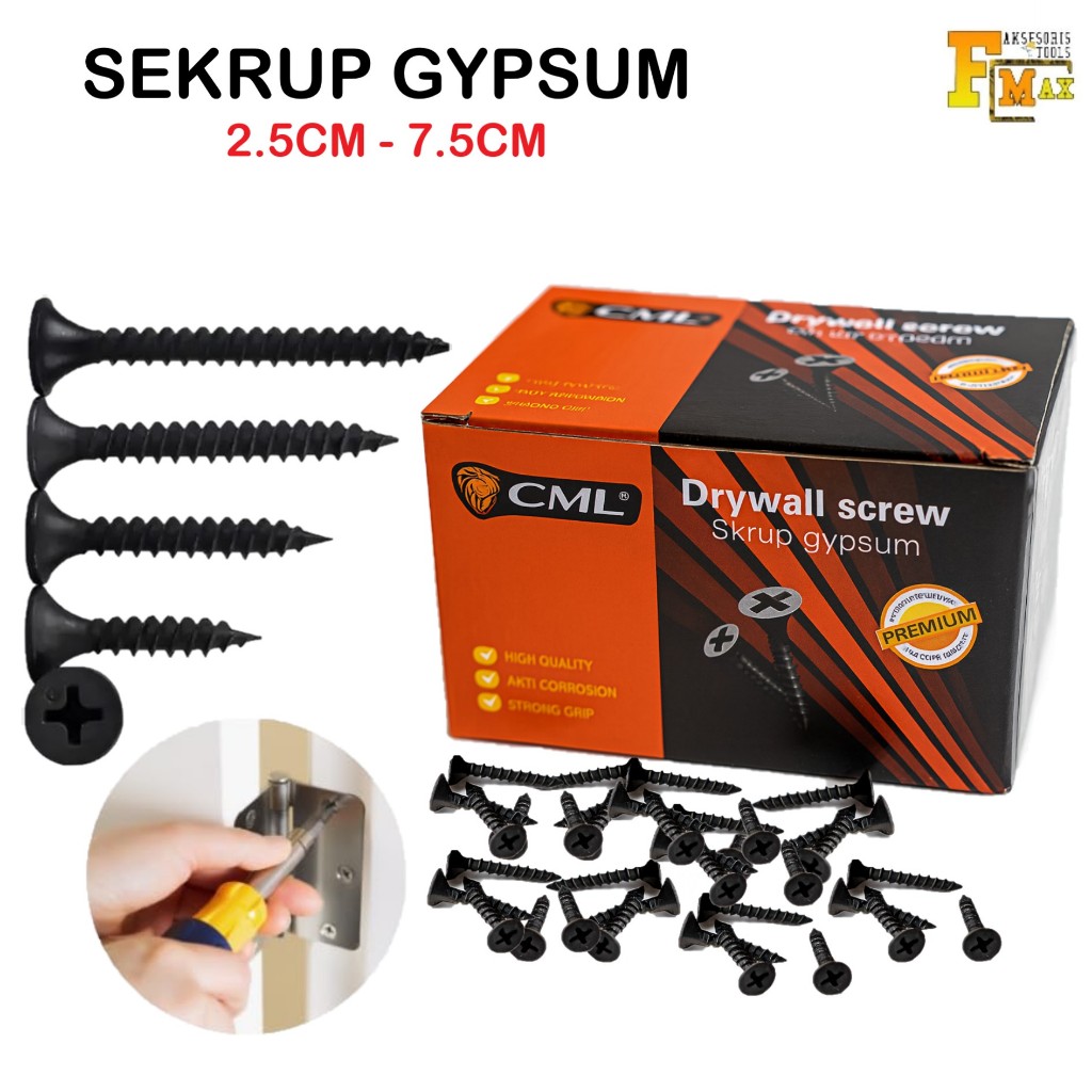 1 Kotak 900gr Sekrup Gypsum 2.5cm - 7.5cm Baut Sekrup Kayu Drywall Screw
