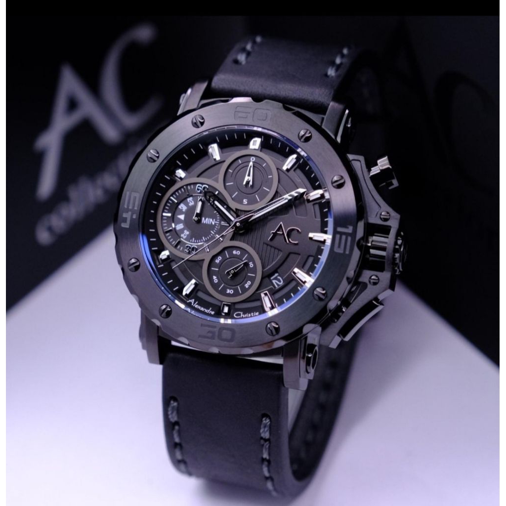 JAM TANGAN PRIA ALEXANDRE CHRISTIE AC9205 AC9205 BLACK ORIGINAL