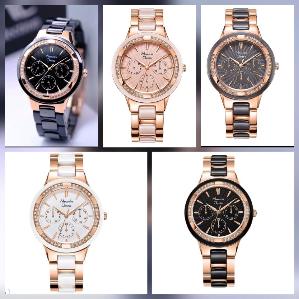 Alexandre Christie 2299 Jam Tangan wanita Kombi ceramic Original