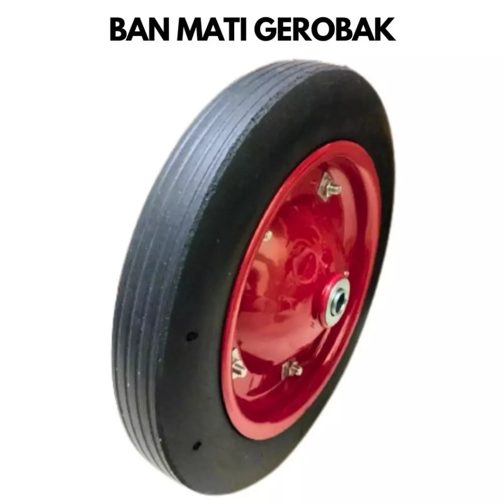 GROSIR TERMURAH Roda Gerobak Sorong Pasir Ban Mati Karet Hitam Angkong Dorong (Tidak Pakai Ban Dalam