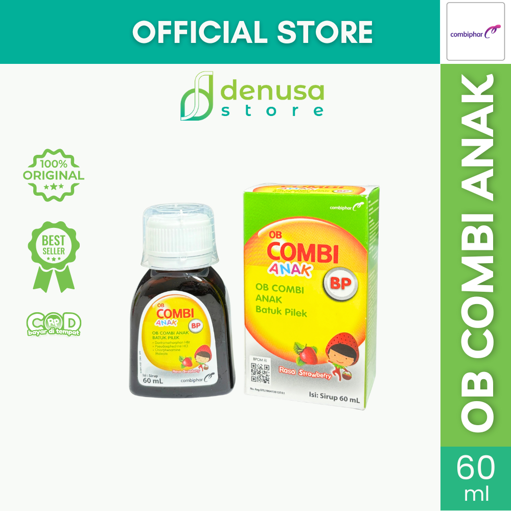 OB COMBI Anak | Untuk Meredakan Batuk Pilek Rasa Strawberry Sirup 60 ml