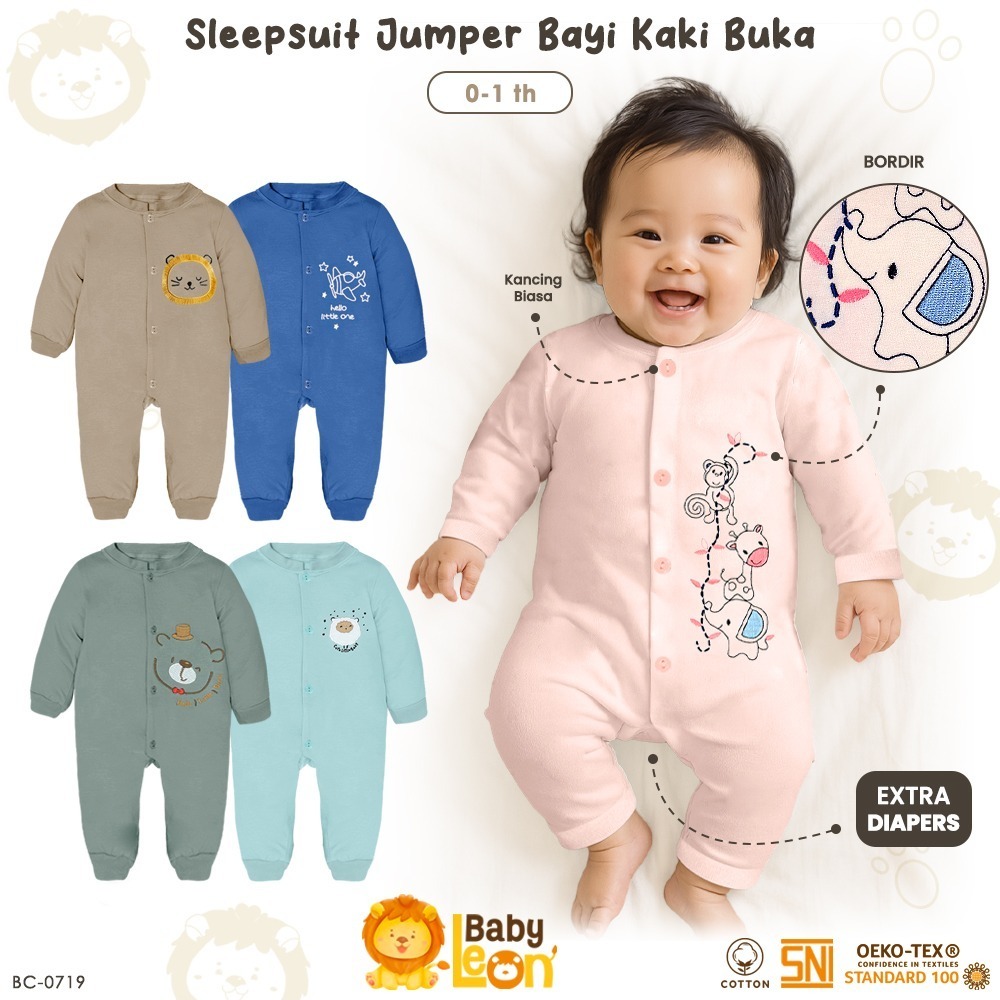 BABY LEON Sleepsuit Jumpsuit Bayi Kaki Buka Lengan Panjang  Baby Sleepsuit Baju Tidur Bayi BC-0719