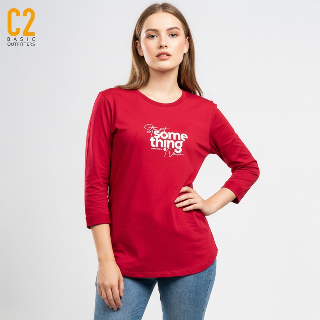 C2 Lecole Red T-Shirt Wanita