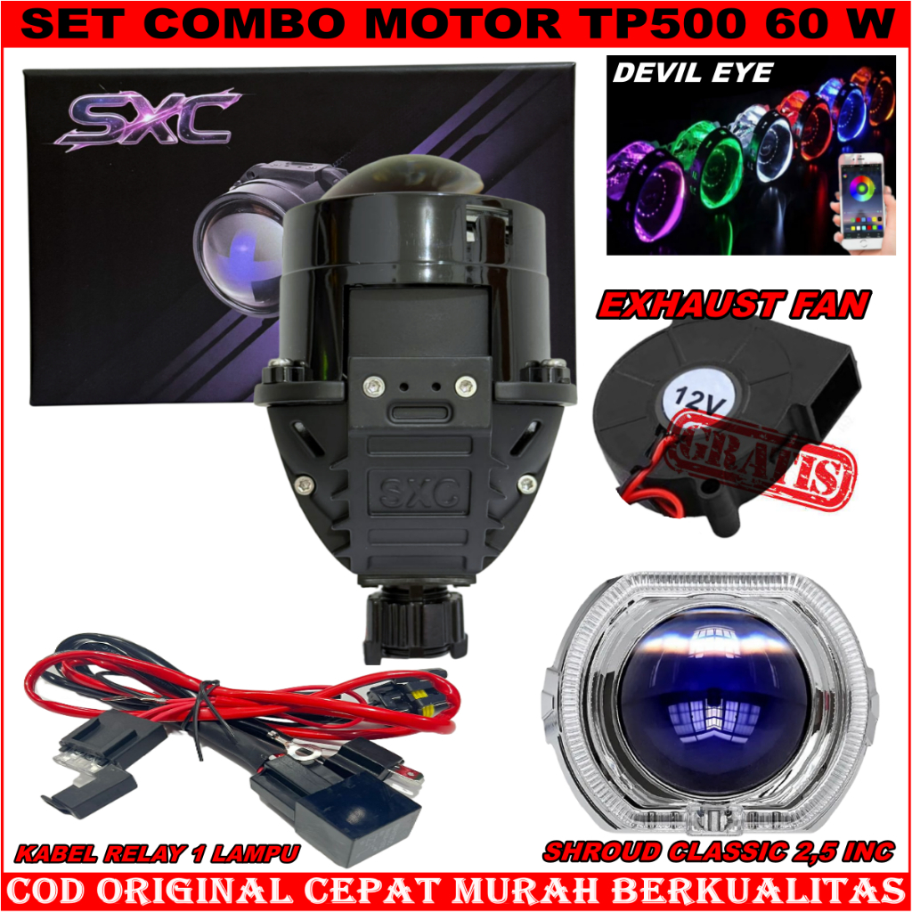 COMBO PAKET HEMAT BILED TP500 60 WATT BLUELENS ORIGINAL BILED SXC PAKETAN SET MOTOR | BILED PROJIE S