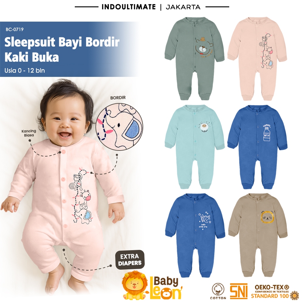 BABY LEON Sleepsuit Jumpsuit Bayi Kaki Buka Lengan Panjang Jumper Bayi Newborn Baby Sleepsuit BC-071