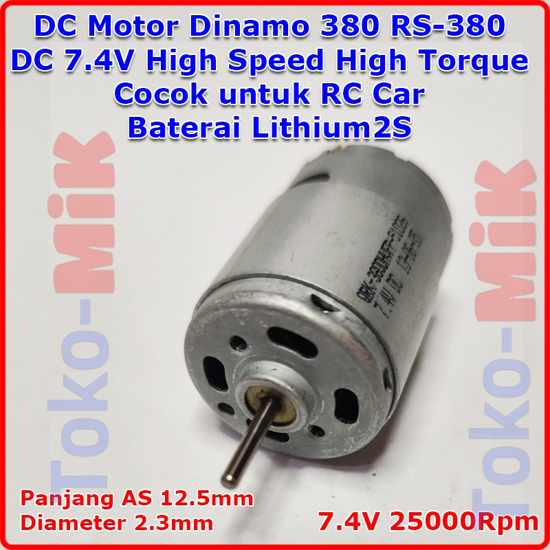 Dinamo DC Motor 380 RS-380 DC 7.4V 3V-9V 2S Baterai Lithium Kecepatan Tinggi Torsi Besar RC Remote C