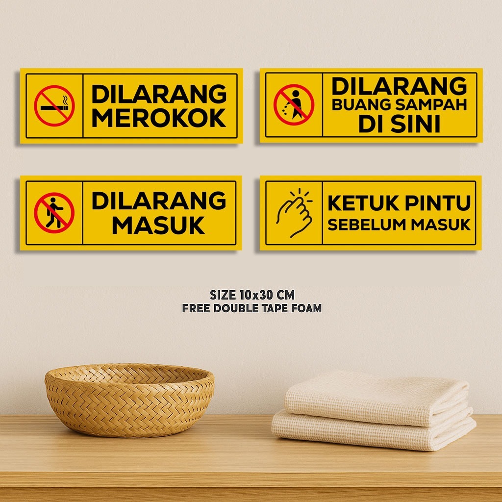 Hiasan Dinding Aesthetic Retro Kata Larangan, Dilarang Masuk, Dilarang Merokok