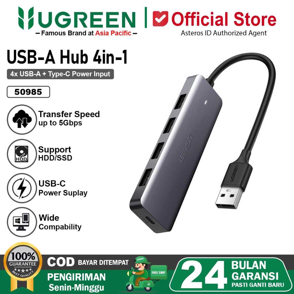 UGREEN USB Hub 4 Port USB 3.0 High Speed 5Gbps 50985