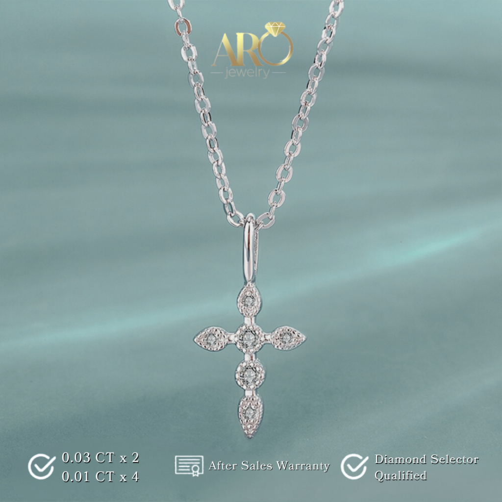 ARO JEWEL - Kalung Berlian Stauros Moissanite Necklace 0.03 Carat VVS 1_Moissanite Jewellery