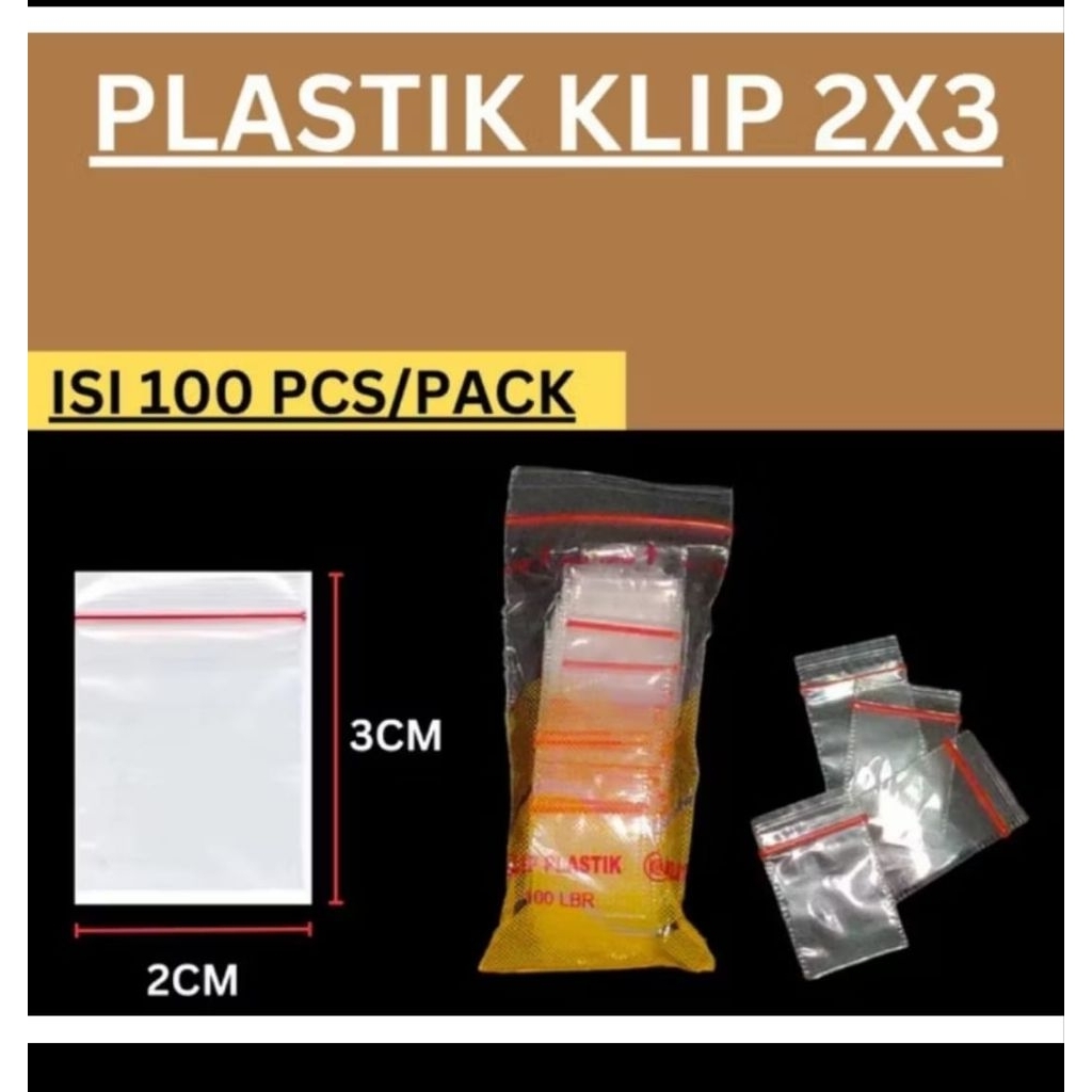 Plastik Klip Lips Cetik Zip kecil 2x3 Isi @100 pics/lembar