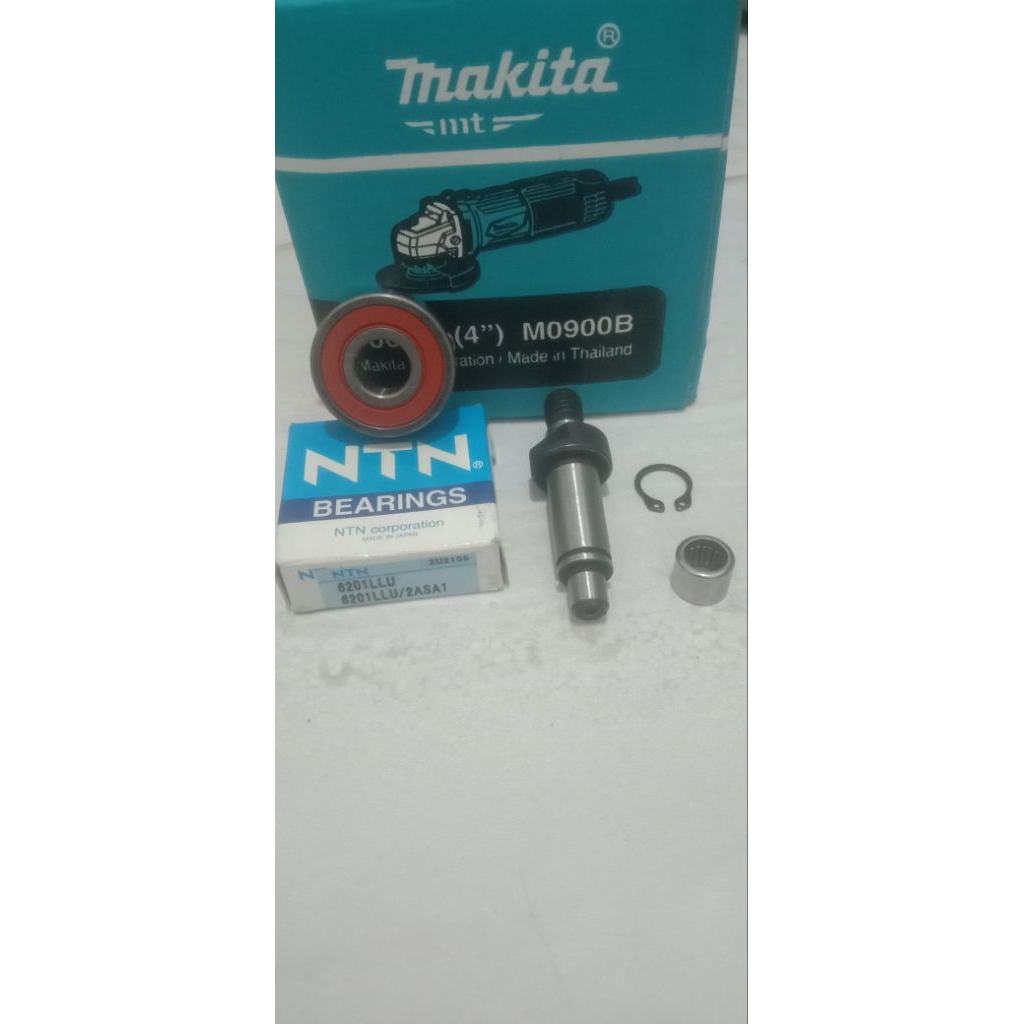 paket spindle+bearing+laher bambu+snap ring gerinda makita m0900b/0910b