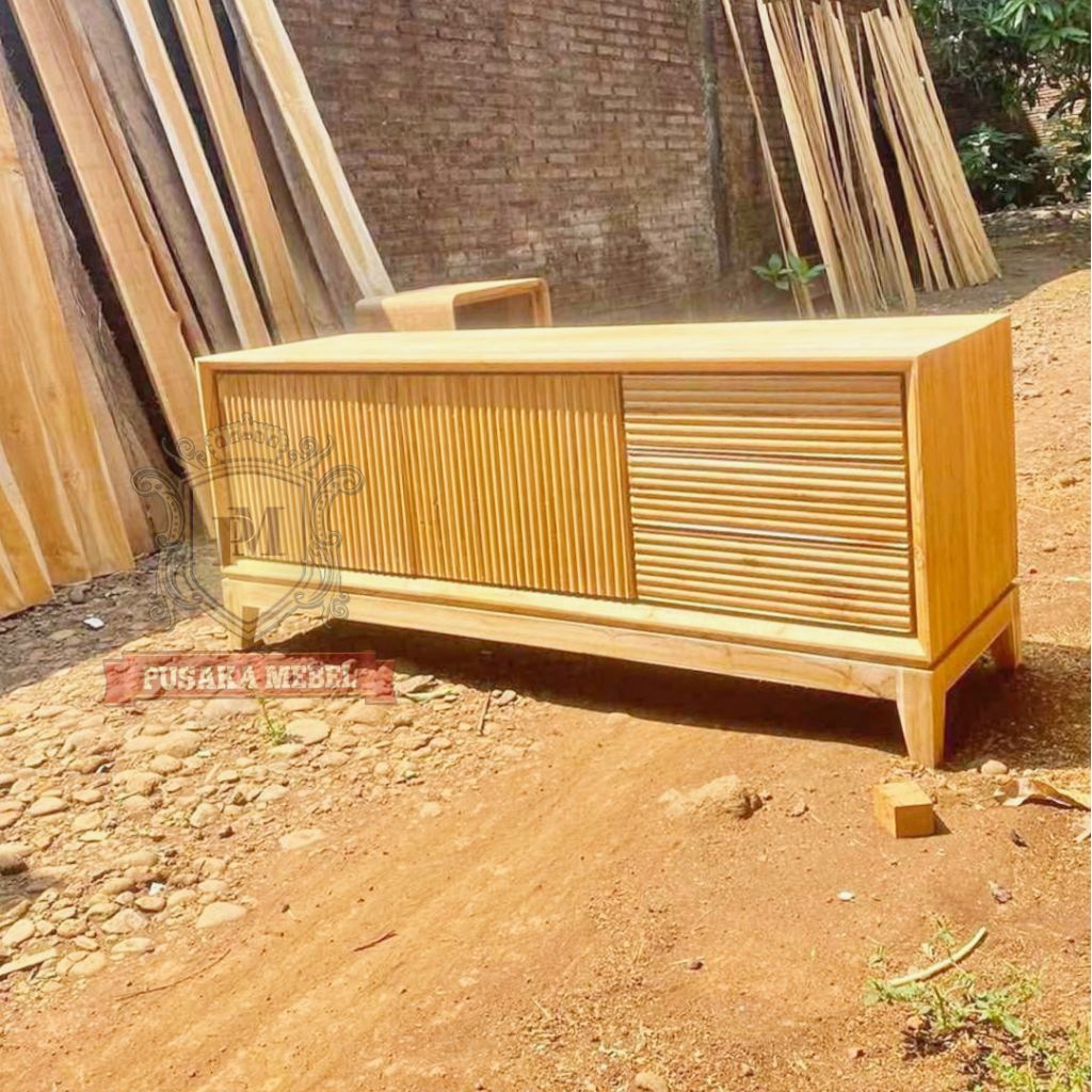 lemari rak bufet meja tv model minimalis kayu jati, rak cabinet tv model minimalis kayu jati