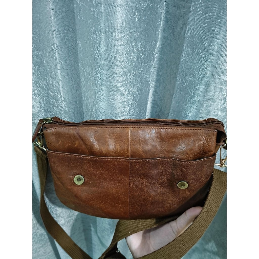 tas kulit motif anyam wanita