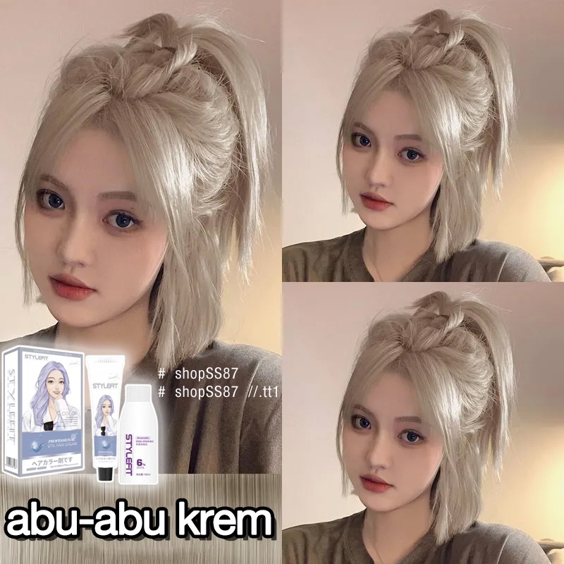 (Beli 100ml gratis 100ml)STYLE FIT cat rambut *200ml,Milk tea grey brown,Ekstrak Tanaman,mudah mewar