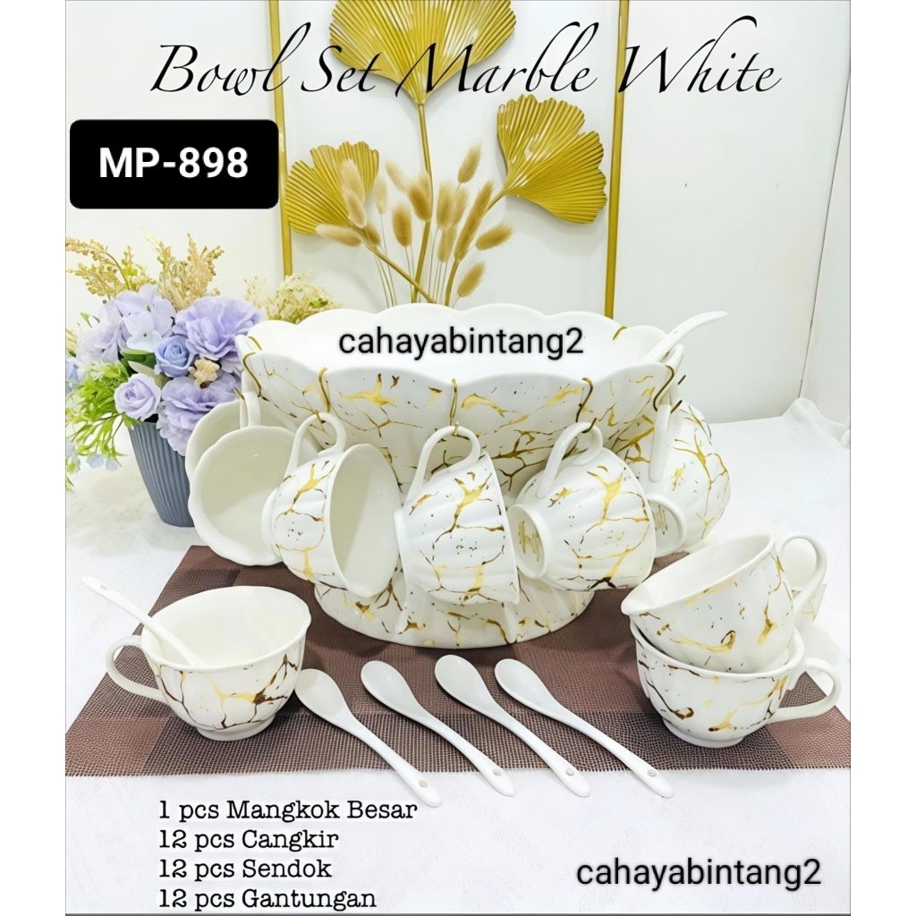 (Packing Kayu) Wadah Es Buah / Cocktail Keramik Marble Fiorenza MP-898