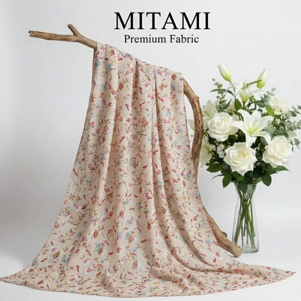 Ceruty Printing Premium Floral Pastel | Bahan Meteran Ceruti Baby Doll/Sifon Motif Korea (Harga Kain
