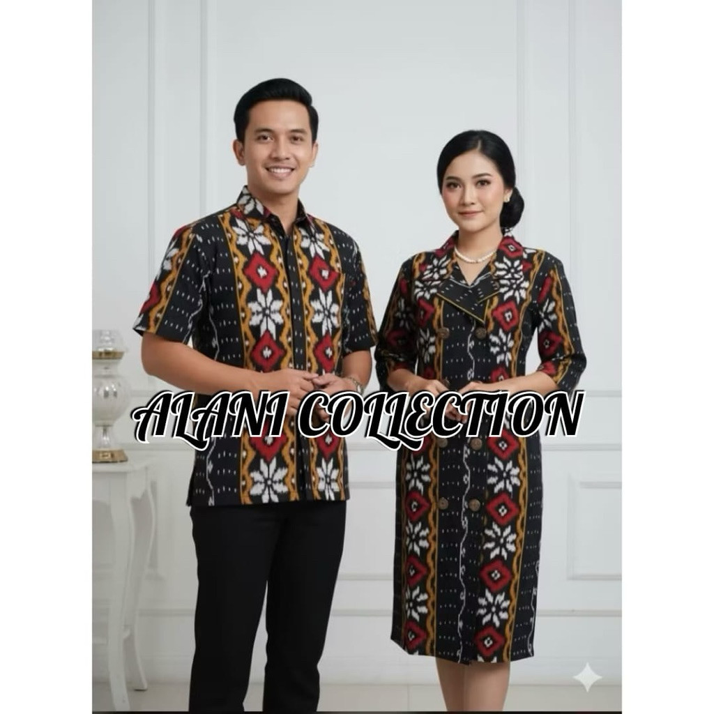 SET COUPLE BAJU TENUN  WANITA DAN PRIA MOTIF KALIMANTAN SULAWESI PAPUA SUMBA TORAJA NTT DAN BALI
