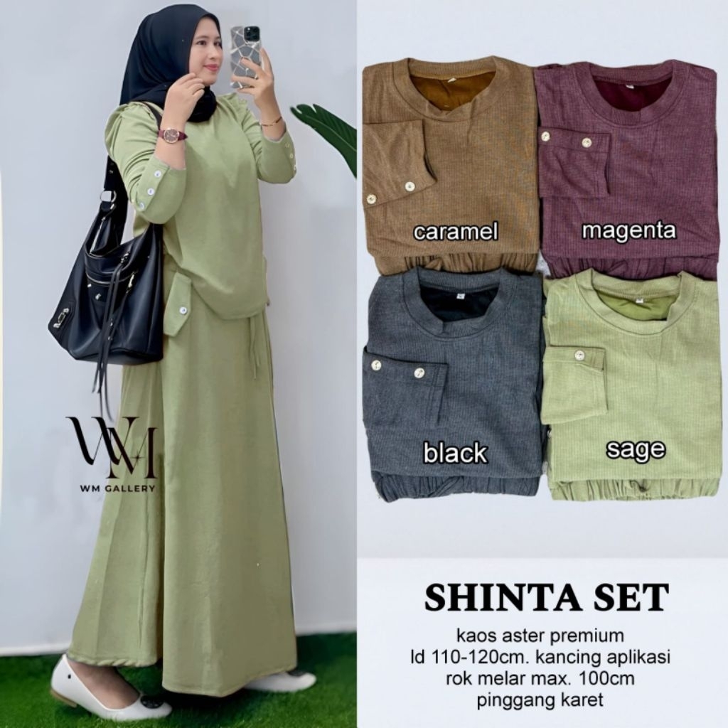 sitta setelan tunik dan rok by w&w tunik knit lengan kancing rok panjang polos setelan wanita kekini