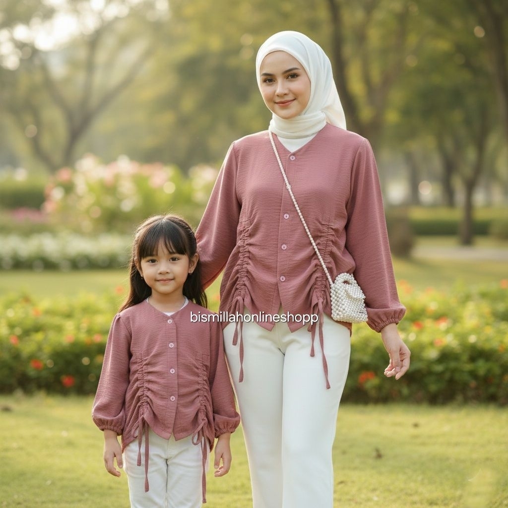 Baju Couple Ibu dan Anak Perempuan / Baju Couple Mom dan Kiss / Atasan Couple Ibu Dan Anak / Blouse 