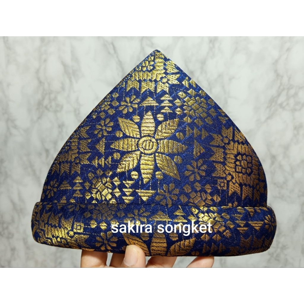 topi songket tanjak (T biru navy emas)