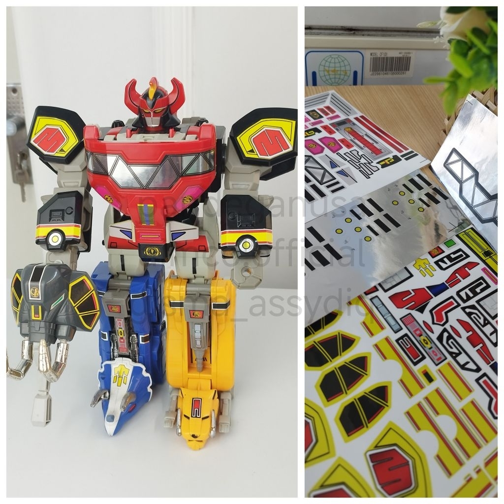 sticker megazord mmpr power rangers dino zord labels