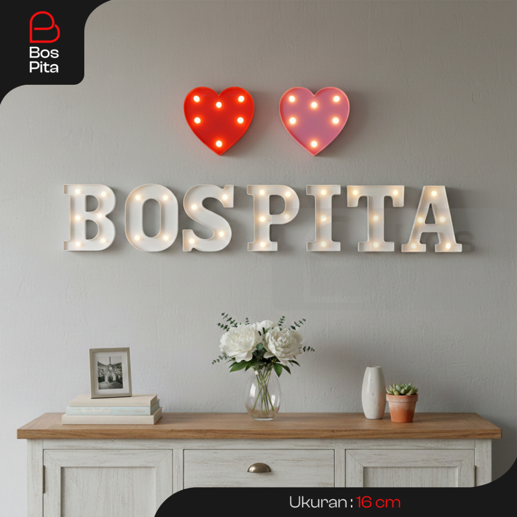 Lampu Led Huruf 3D Alfabet Abjad Angka Hiasan Dinding Dekorasi Ulang Tahun Kebutuhan Pesta