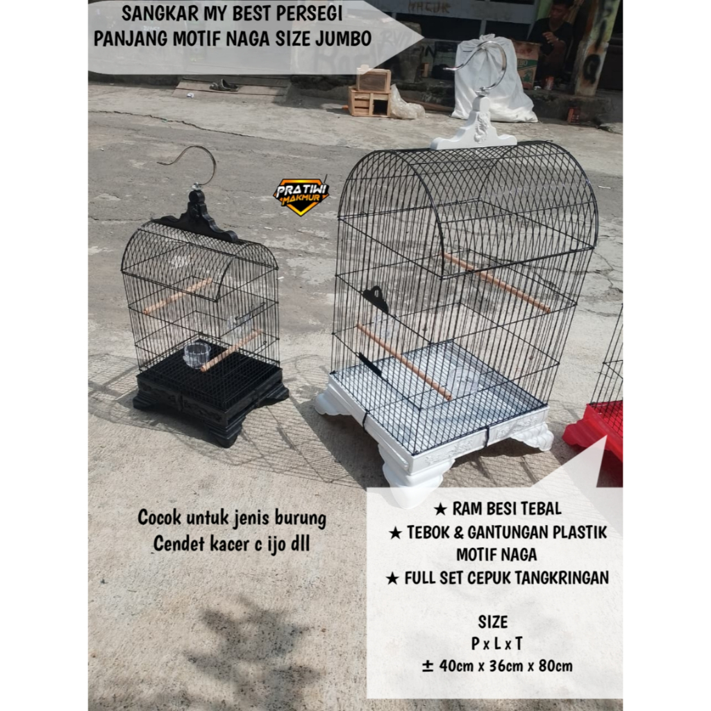 MY BEST SANGKAR BURUNG IMPORT PERSEGI PANJANG MOTIF NAGA SANGKAR BURUNG KACER CENDET C IJO MURAI DLL