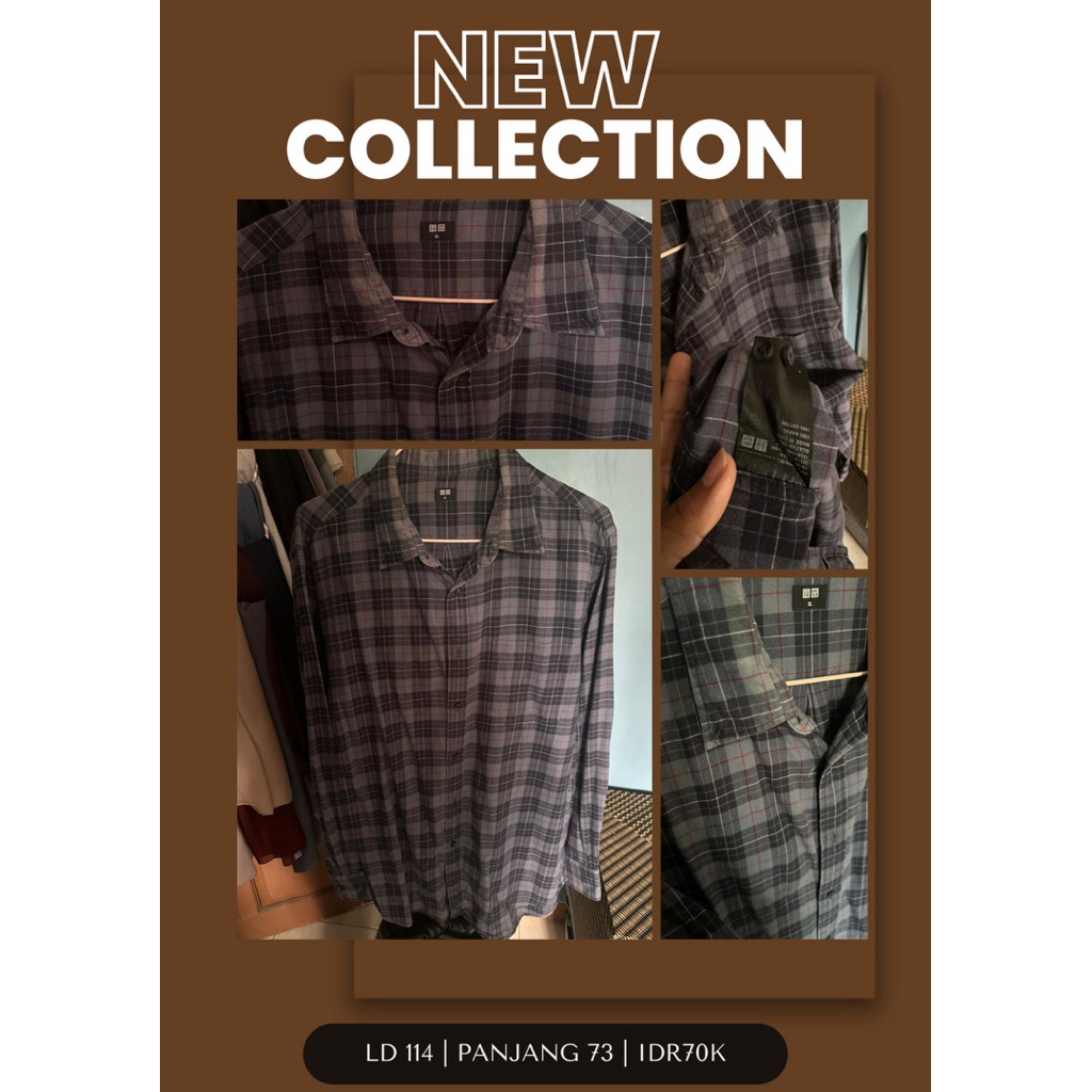 Kemeja Flanel Uni Abu Tua Pria