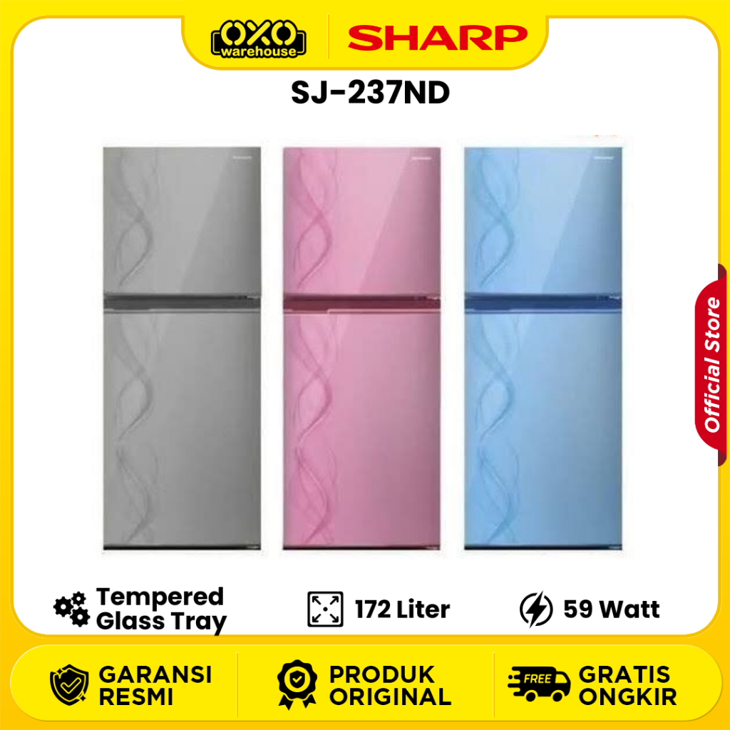 Kulkas 2 Pintu Sharp SJ-237ND-AB - Kapasitas Besar dan Desain Modern
