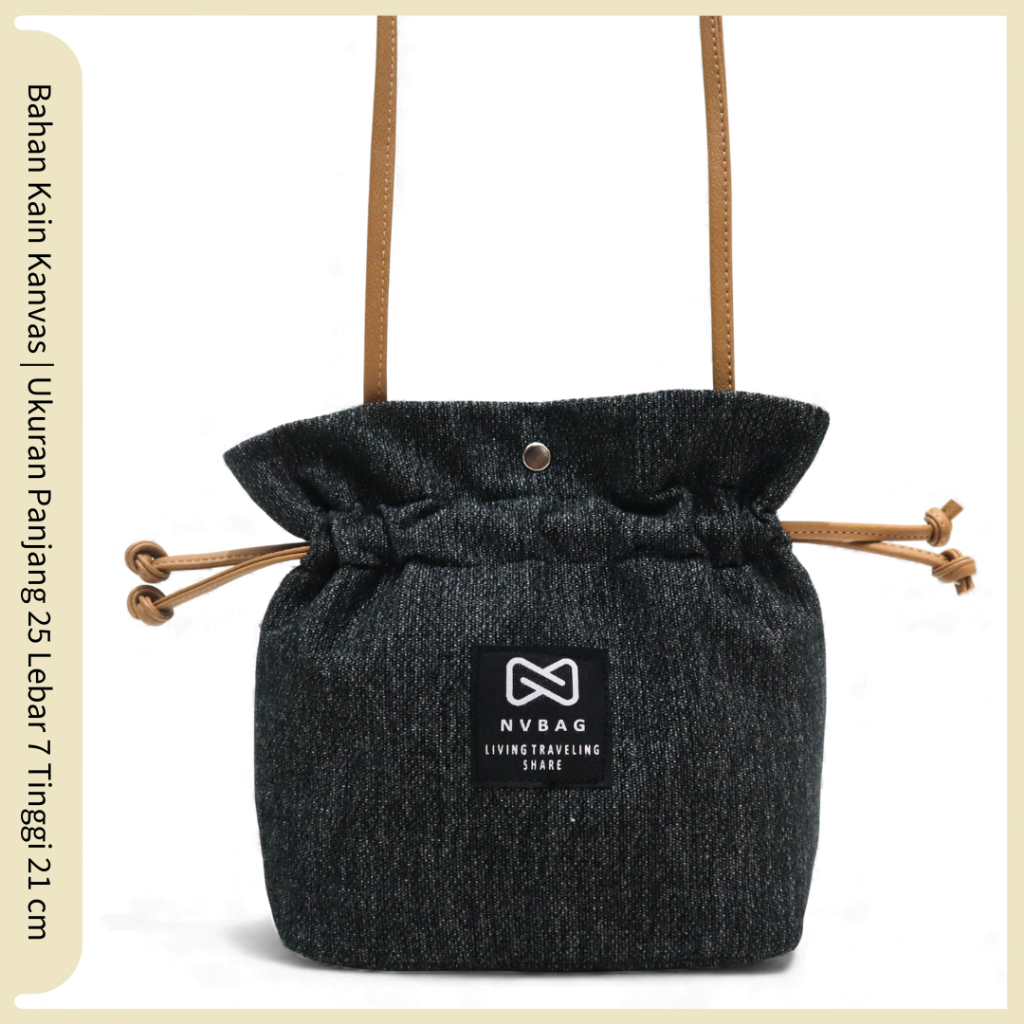 Tas Slingbag Mini Serut Tali Panjang Slempang Cewek Simpel Minimalis Murah COD Semarang Buat Lebaran