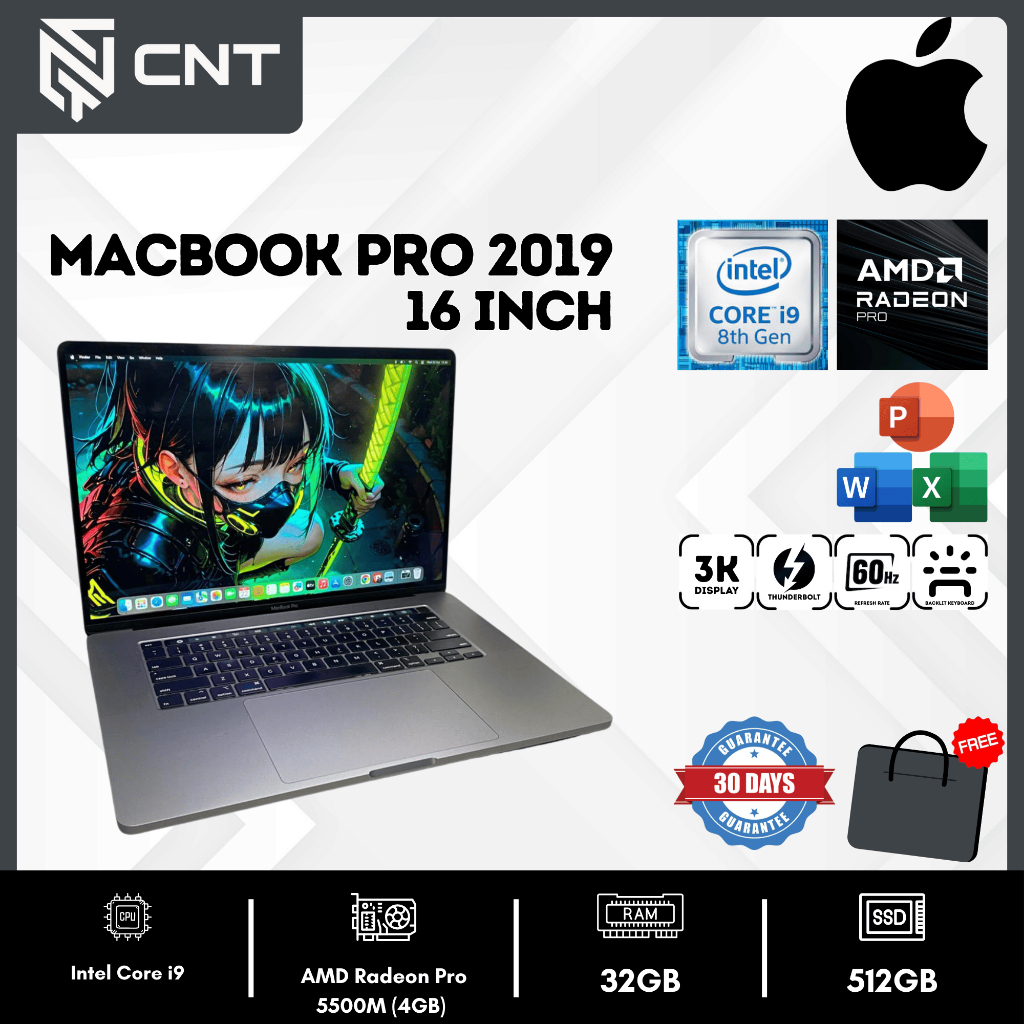 Macbook Pro 16 inch, 2019  Core i9  (32/512 Gb) AMD Radeon Pro 5500M LAYAR 3K
