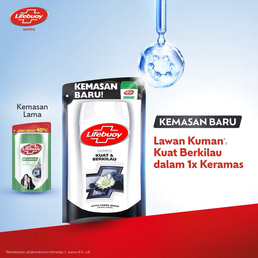 Lifebouy shampoo 900ml refill pouch kuat dan berkilau