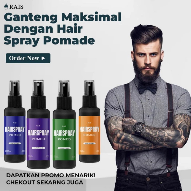 Rais Hairspray Pomade | Pomade Hairspray Ganteng Maksimal Dengan Hairspray Pomade