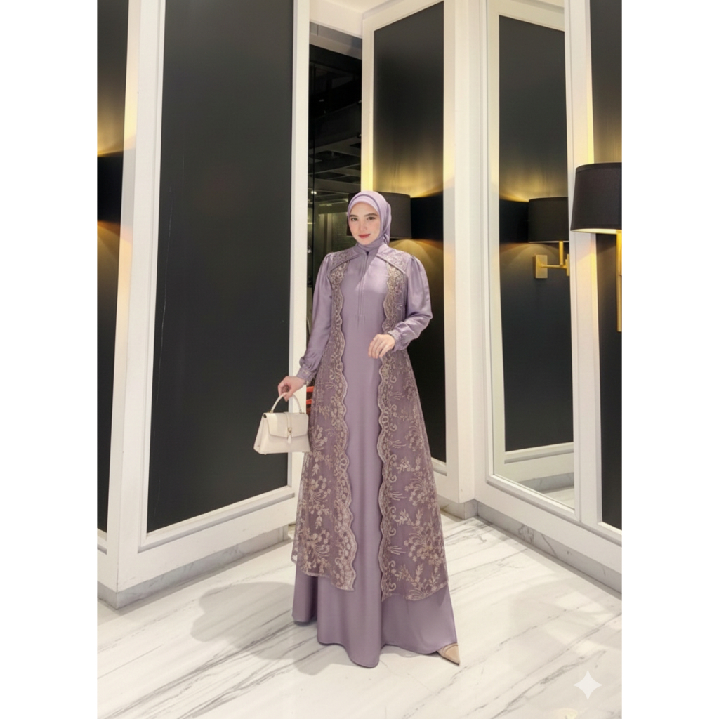 Gamis Terbaru 2026 Model Baru Fuji Dress Gamis Brokat Kondangan Premium Mewah Gaun Ibu Ibu Mewah