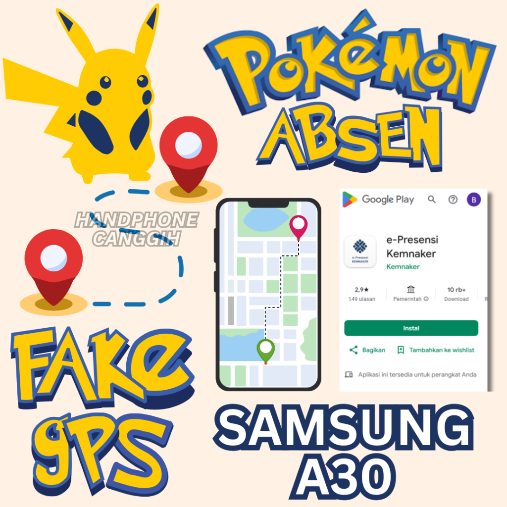 hp absen online pokemon fake gps absen jarak jauh samsung A30 hp bekas pakai original 100%