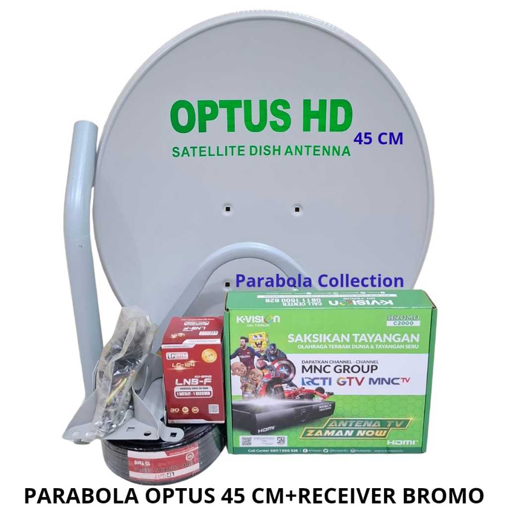 Parabola Optus 45 cm Full Set Lengkap + Receiver Bromo