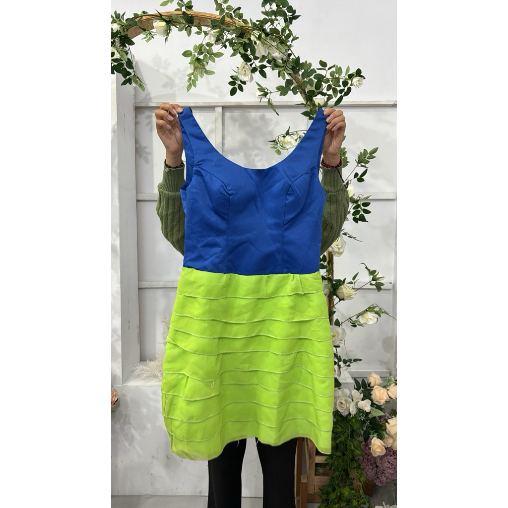 Gaun fashion simple korea look navy hijau